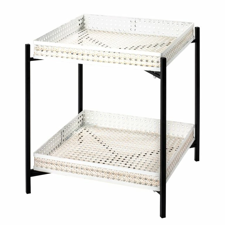 loftscape Loftscape Bout de canapé Whiteville III – Métal – Blanc crème / Noir