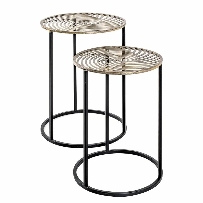 loftscape Loftscape Bouts de canapé Bountiful I (lot de 2) – Métal – Bronze vieilli / Noir