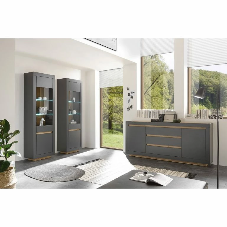 Loftscape Loftscape Buffet Accra – Anthracite / Imitation Chêne