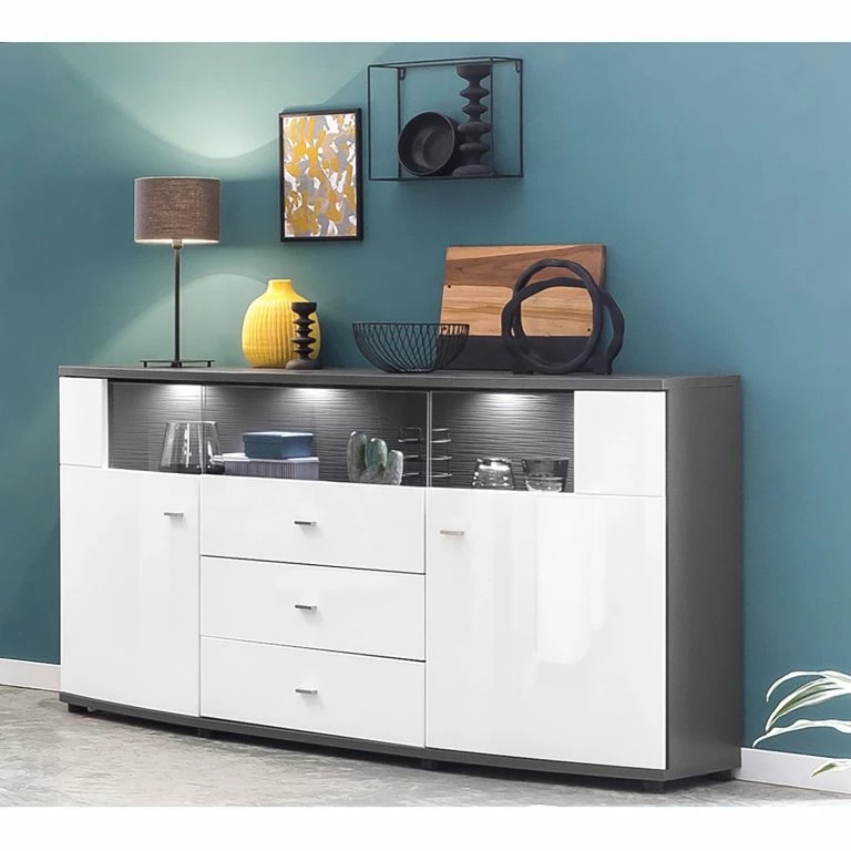 Loftscape Loftscape Buffet Intento II – Blanc Brillant / Anthracite