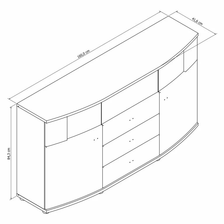 Loftscape Loftscape Buffet Jaguare – Blanc Brillant / Imitation Chêne Ribbeck
