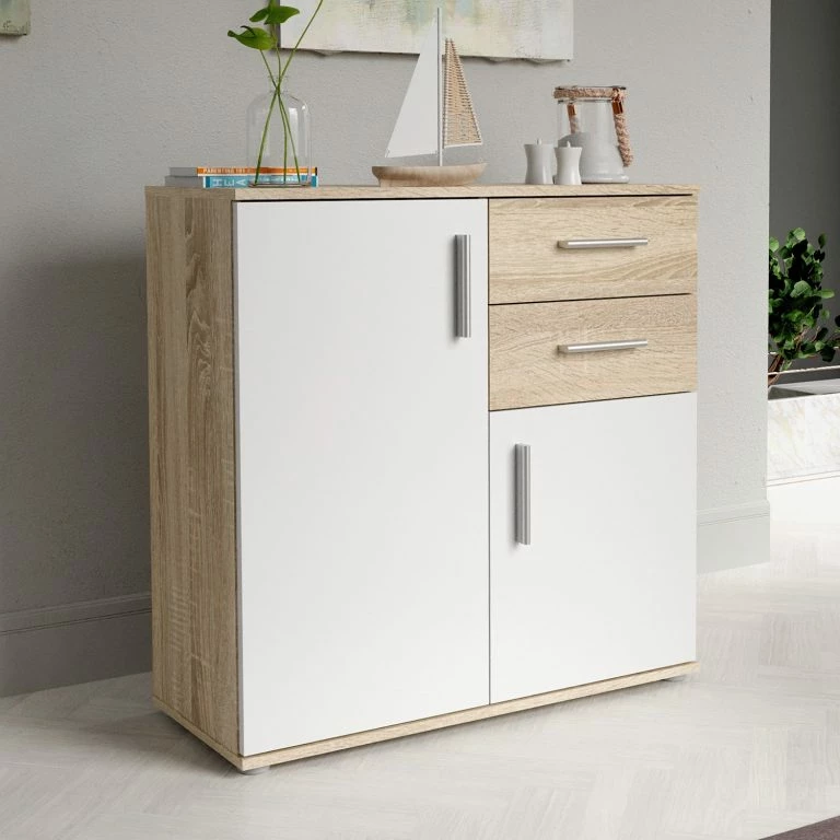 Loftscape Loftscape Buffet Kiltealy I – Blanc / Imitation Chêne Sonoma