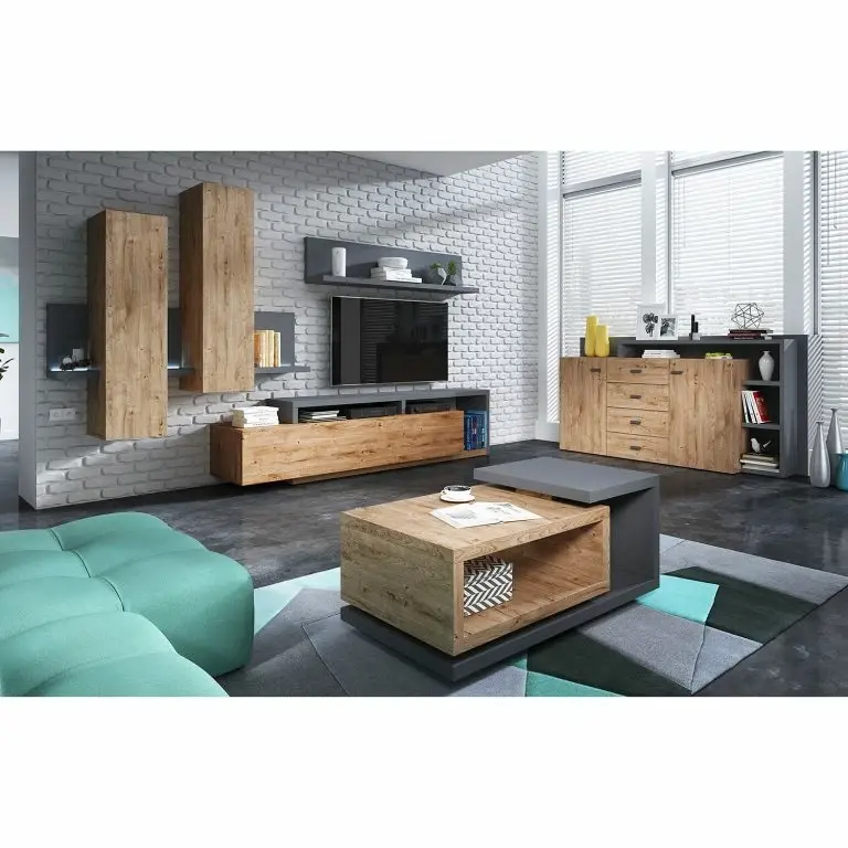 Loftscape Loftscape Buffet Littor – Anthracite / Imitation Chêne