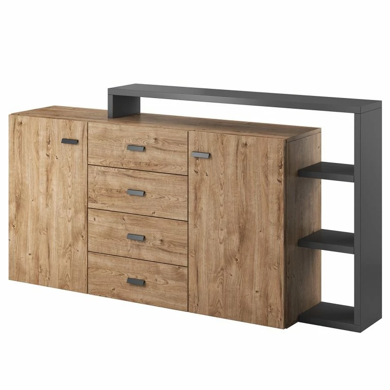 loftscape Loftscape Buffet Littor – Anthracite / Imitation chêne