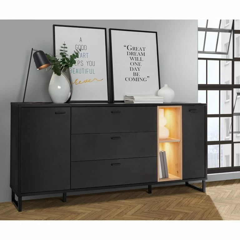 Loftscape Loftscape Buffet Mazzo – Noir / Imitation Chêne Artisan