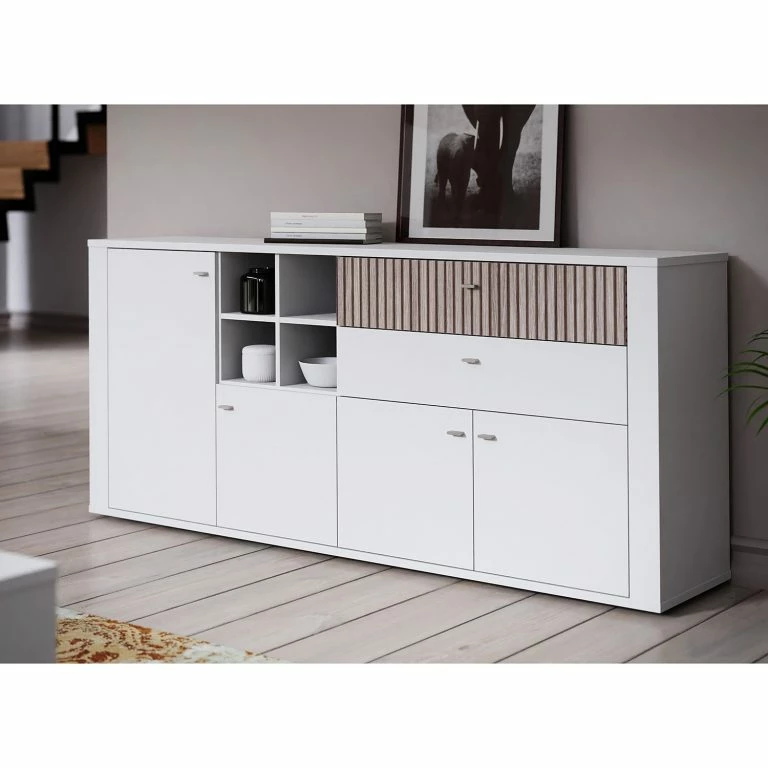 Loftscape Loftscape Buffet Millquarter – Blanc / Imitation Chêne Clair