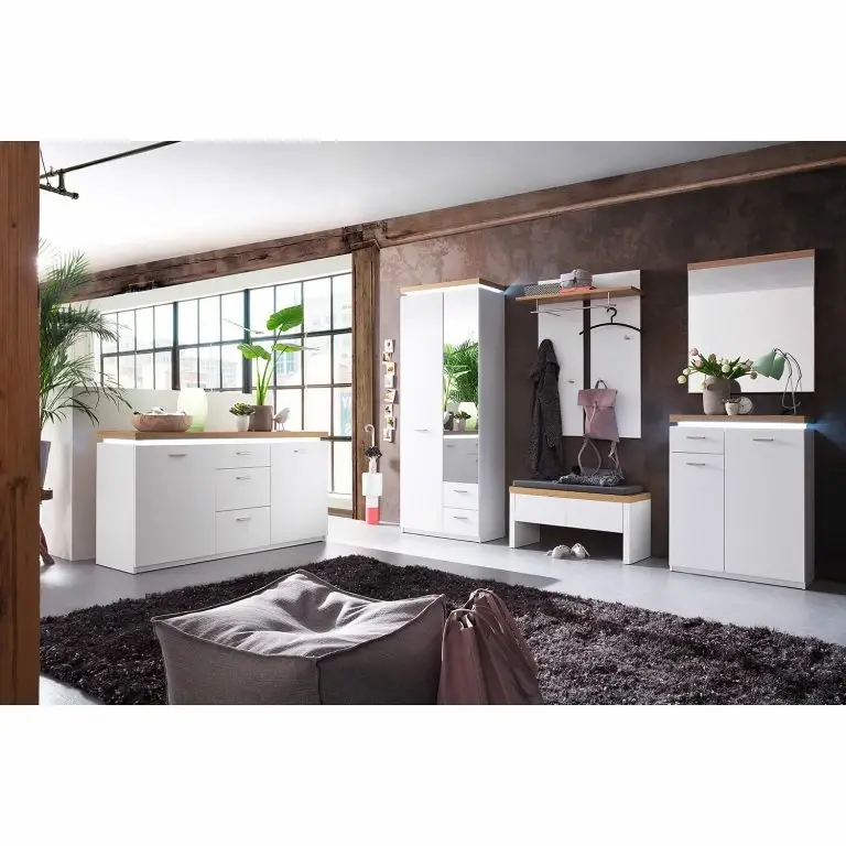 Loftscape Loftscape Buffet Mundai – Avec éclairage  – Blanc / Imitation Chêne De Wotan