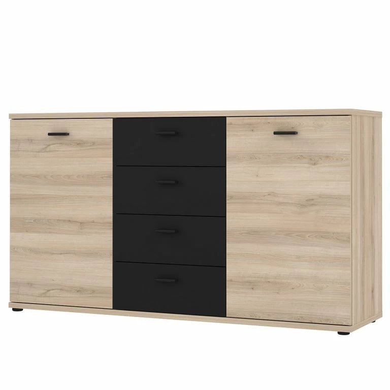 loftscape Loftscape Buffet Piemont I – Noir / Imitation chêne Bianco