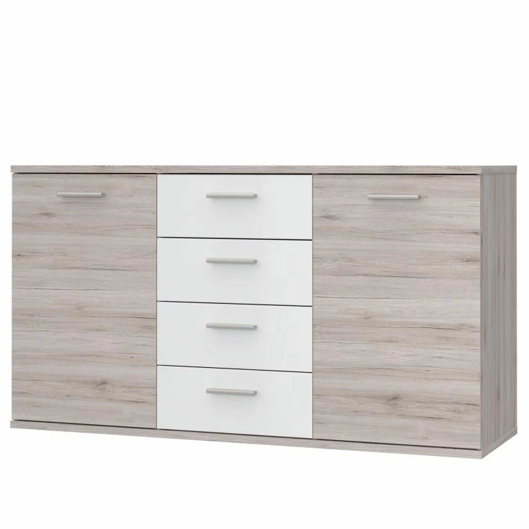 loftscape Loftscape Buffet Piemont II – Blanc / Imitation chêne sable