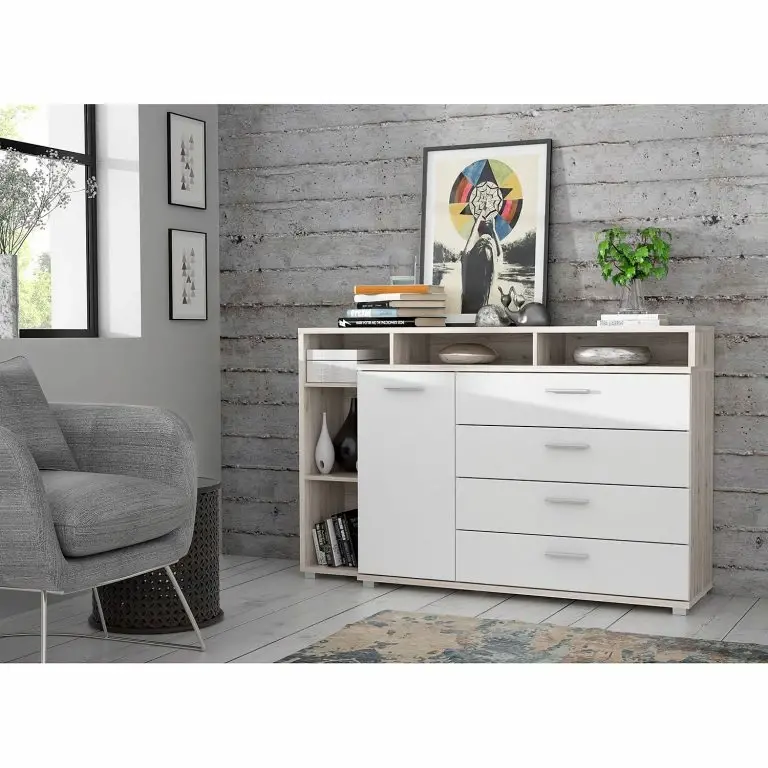 Loftscape Loftscape Buffet Piemont III – Blanc / Imitation Chêne Sable