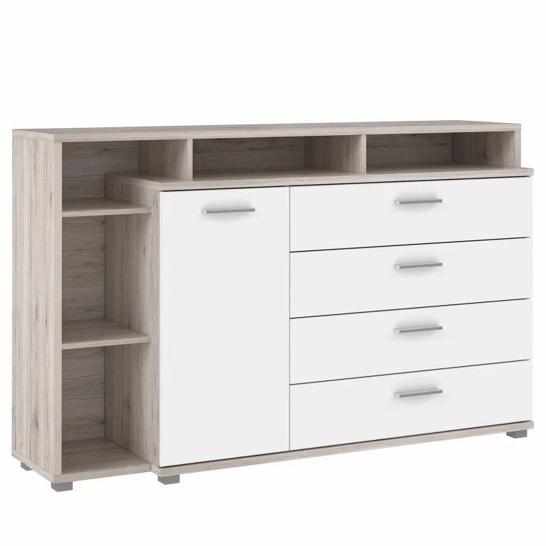 loftscape Loftscape Buffet Piemont III – Blanc / Imitation chêne sable