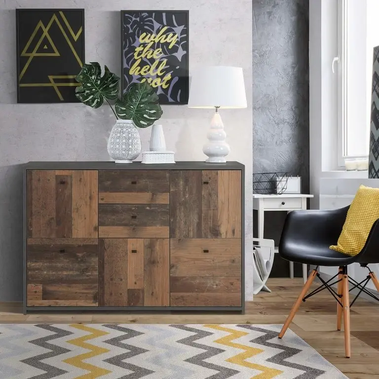 Loftscape Loftscape Buffet Rison IV – Gris Foncé / Imitation Bois Ancien