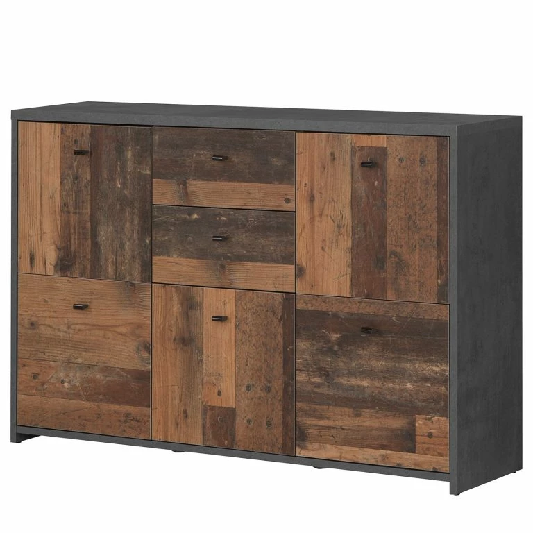 loftscape Loftscape Buffet Rison IV – Gris foncé / Imitation bois ancien