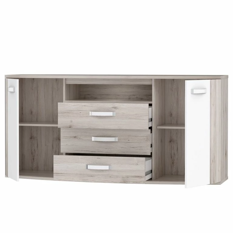 Loftscape Loftscape Buffet Rubik – Imitation Chêne De Sable / Blanc Brillant