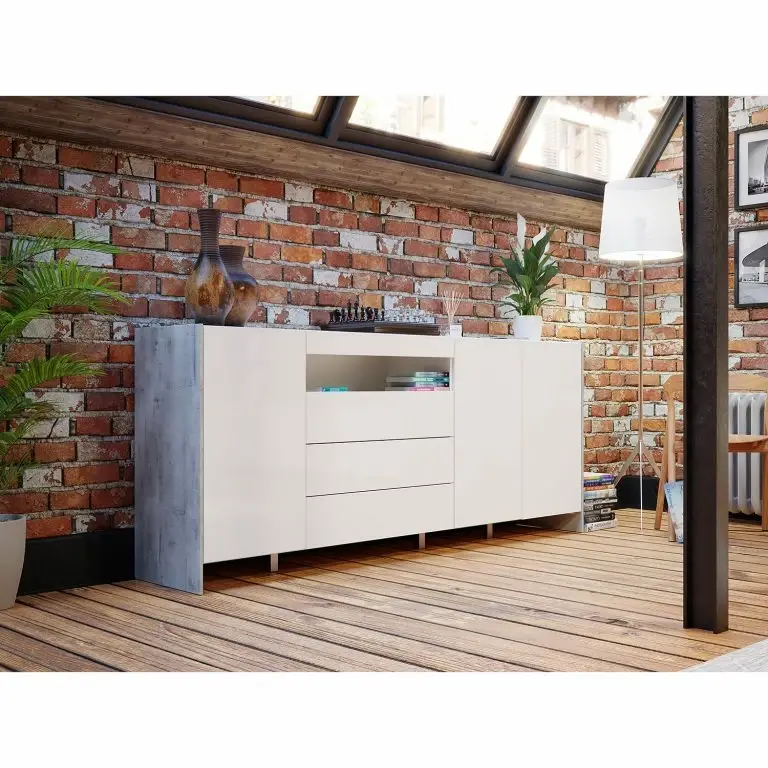 Loftscape Loftscape Buffet Urban II – Éclairage Inclus – Blanc / Imitation Chêne Gris