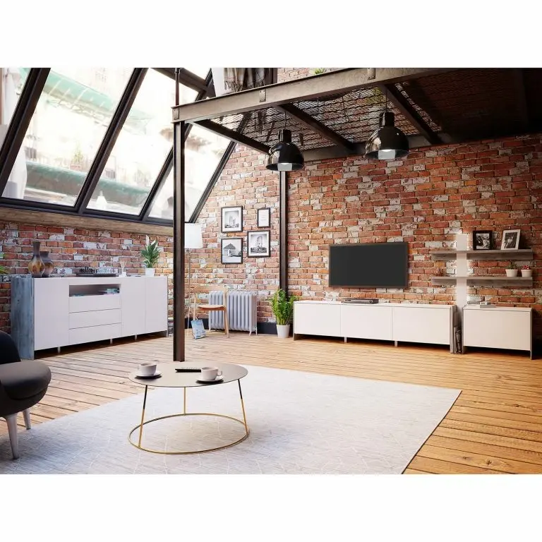 Loftscape Loftscape Buffet Urban II – Éclairage Inclus – Blanc / Imitation Chêne Gris