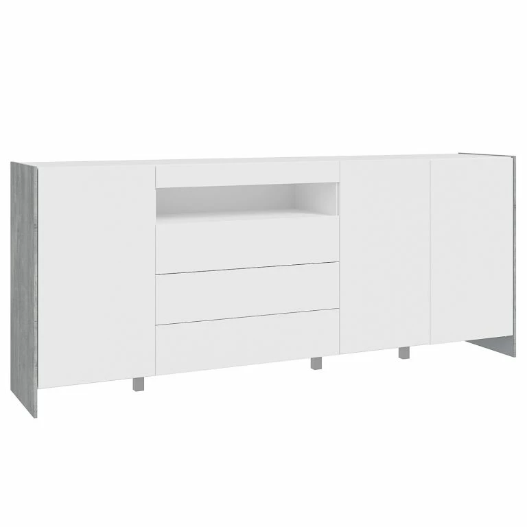loftscape Loftscape Buffet Urban II – Éclairage inclus – Blanc / Imitation chêne gris