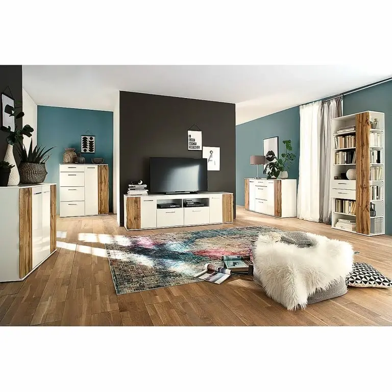 Loftscape Loftscape Buffet Vantaa – Blanc Brillant / Imitation Chêne