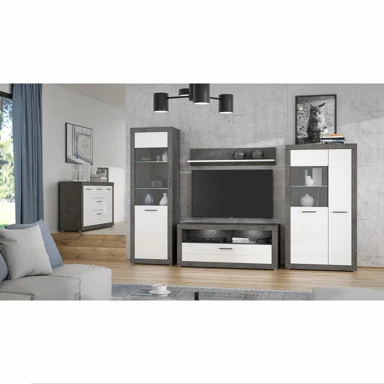 Loftscape Loftscape Buffet Vetras – Blanc Brillant / Imitation Béton