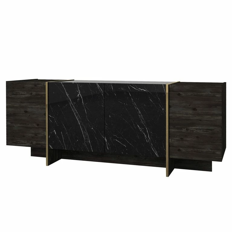 Loftscape Loftscape Buffet Vidal – Imitation Marbre Noir / Doré