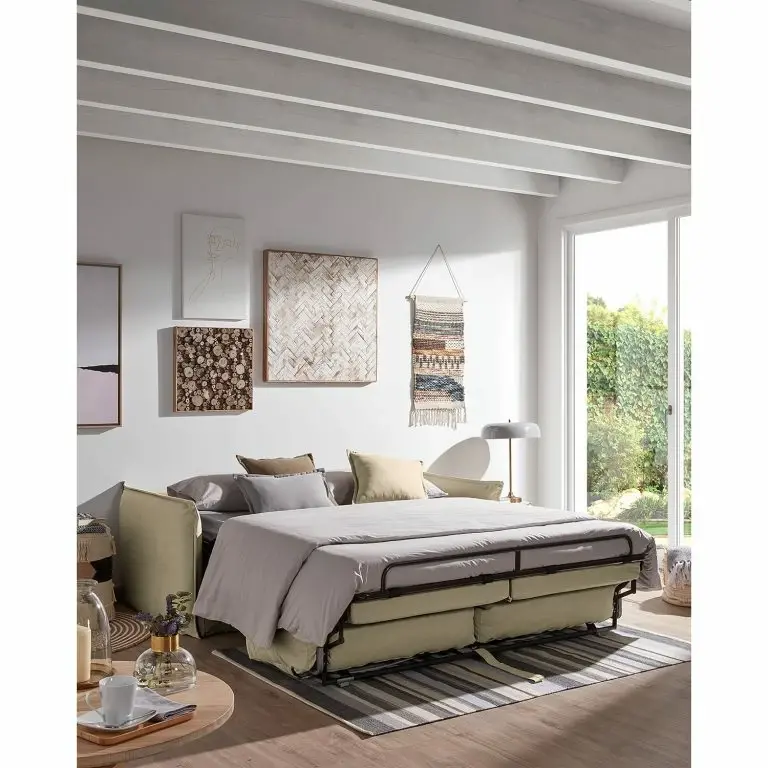 Loftscape Loftscape Canapé Convertible Gunn – Lin – Lin Blina: Taupe – Largeur : 202 Cm