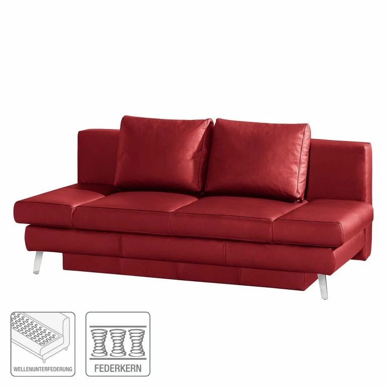 Loftscape Loftscape Canapé Convertible Salen II – Cuir Véritable – Rouge – Chrome Brillant