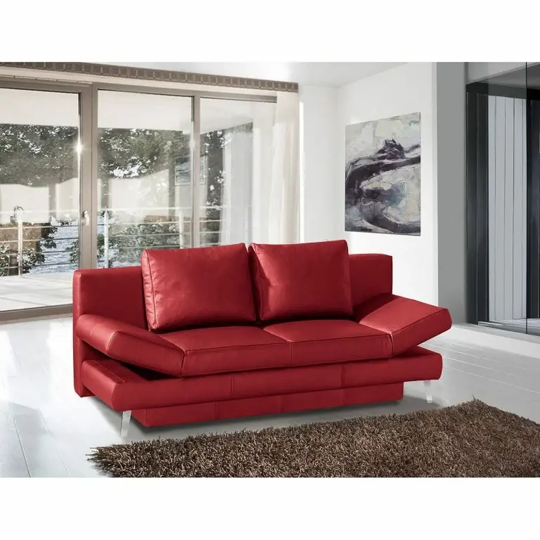 Loftscape Loftscape Canapé Convertible Salen II – Cuir Véritable – Rouge – Chrome Brillant