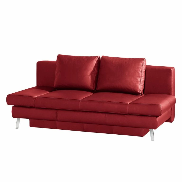 loftscape Loftscape Canapé convertible Salen II – Cuir véritable – Rouge – Chrome brillant