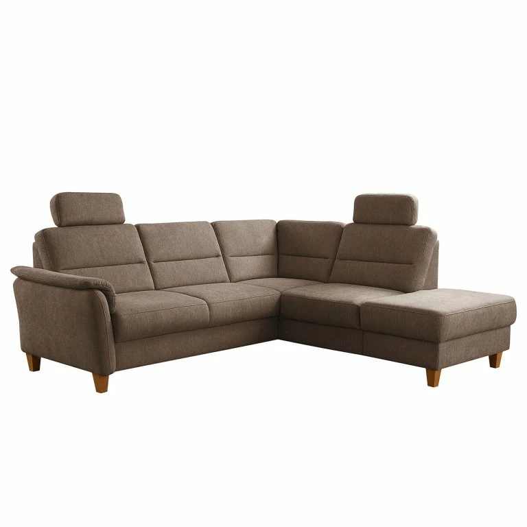 loftscape Loftscape Canapé d’angle Baulon II – Tissage à plat – Tissu Ama: Nougat – Méridienne longue à droite (vue de face) – Sans fonction couchage