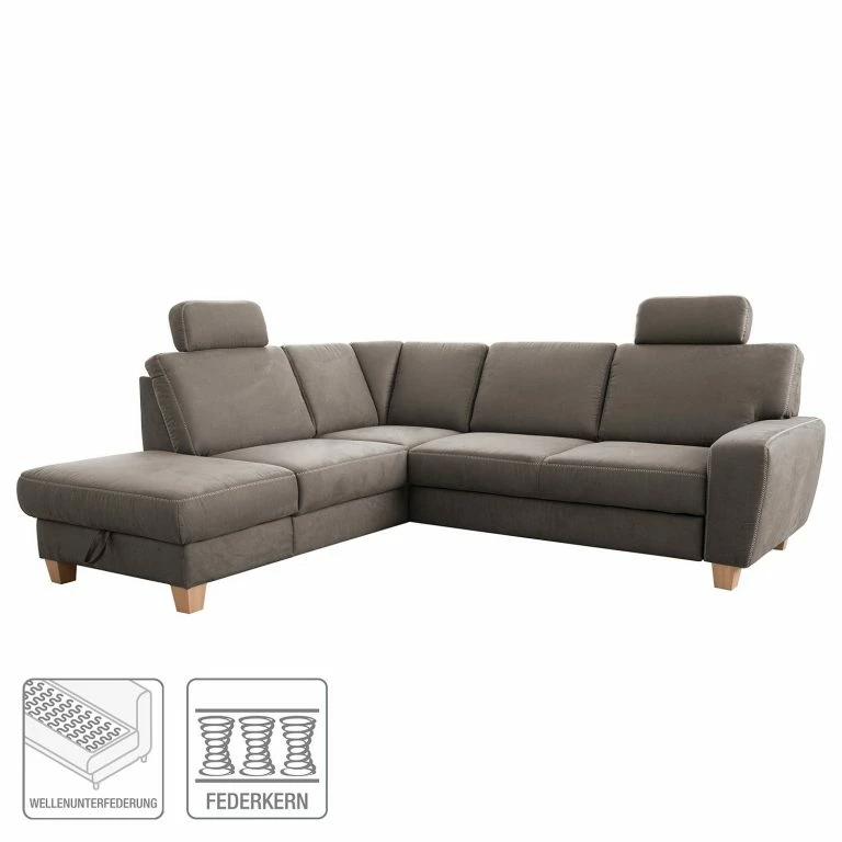 Loftscape Loftscape Canapé D’angle Berlaar – Aspect Cuir Vieilli – Gris Solino – Méridienne Longue à Gauche (vue De Face) – Sans Fonction Couchage