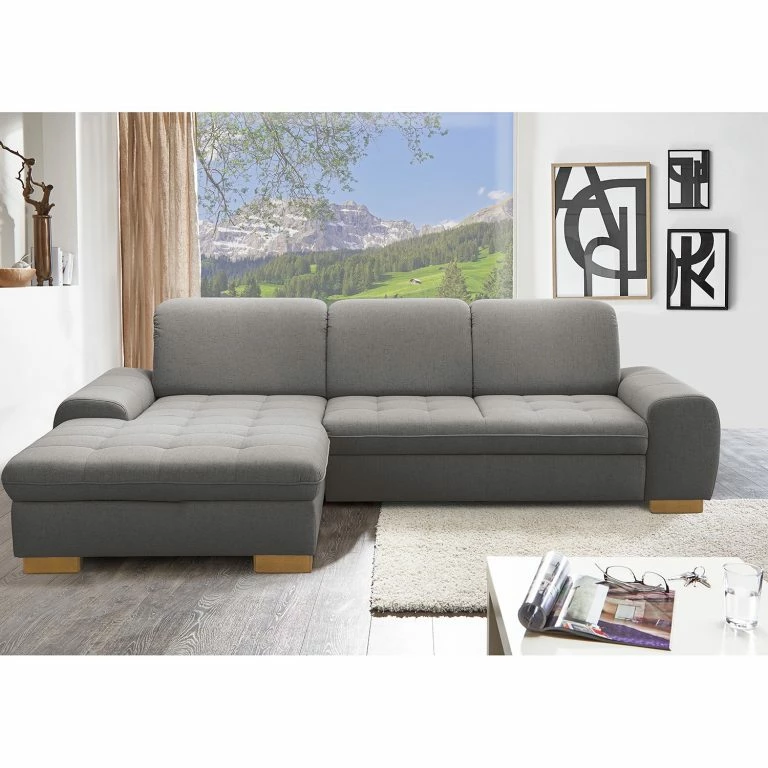 Loftscape Loftscape Canapé D’angle Boussay – Tissu – Tissu Neli: Gris – Méridienne Courte à Gauche (vue De Face) – Sans Fonction Couchage