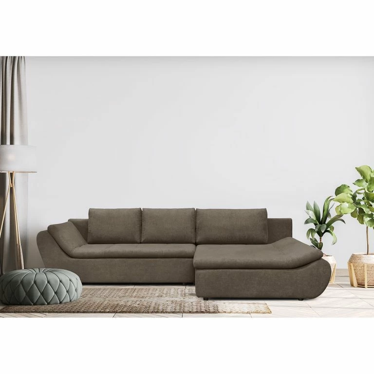 Loftscape Loftscape Canapé D’angle Bright – Tissage à Plat – Tissu Sole: Gris – Méridienne Courte à Droite (vue De Face)