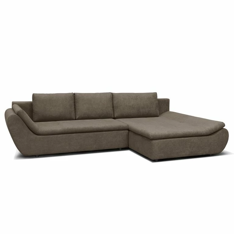 loftscape Loftscape Canapé d’angle Bright – Tissage à plat – Tissu Sole: Gris – Méridienne courte à droite (vue de face)