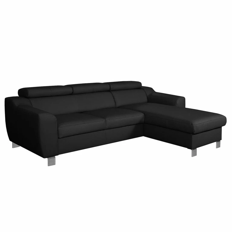 Loftscape Loftscape Canapé D’angle Burnside I – Cuir Véritable / Imitation Cuir – Noir – Méridienne Courte à Droite (vue De Face) – Sans Fonction Couchage