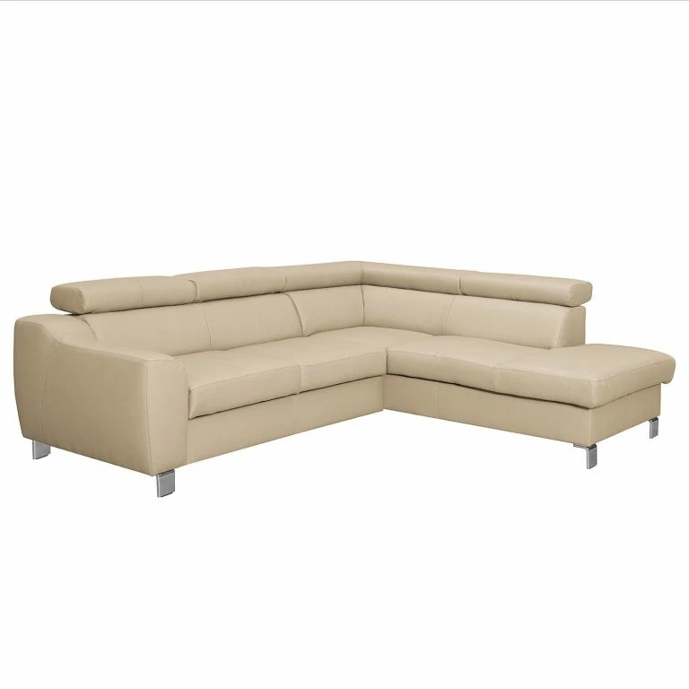Loftscape Loftscape Canapé D’angle Burnside II – Cuir Véritable / Imitation Cuir – Beige Chaud – Méridienne Longue à Droite (vue De Face) – Sans Fonction Couchage