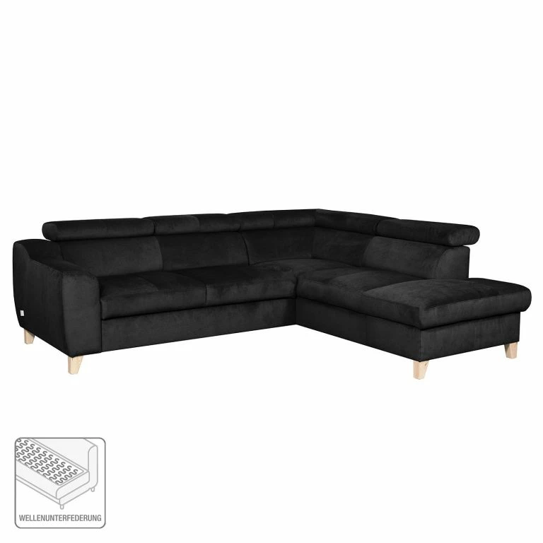 Loftscape Loftscape Canapé D’angle Burnside III – Microfibre – Noir – Méridienne Longue à Droite (vue De Face) – Sans Fonction Couchage