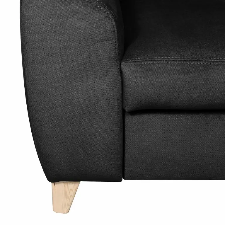 Loftscape Loftscape Canapé D’angle Burnside III – Microfibre – Noir – Méridienne Longue à Droite (vue De Face) – Sans Fonction Couchage
