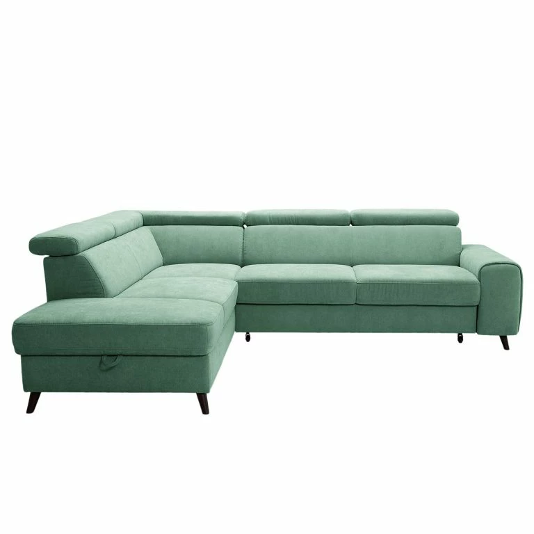 Loftscape Loftscape Canapé D’angle Cadima I – Microfibre – Microfibre Enza: Vert Menthe – Méridienne Longue à Gauche (vue De Face) – Avec Fonction Couchage