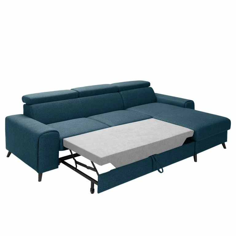 Loftscape Loftscape Canapé D’angle Cadima II – Tissu – Tissu Cavo: Bleu Marine – Méridienne Courte à Droite (vue De Face) – Avec Fonction Couchage