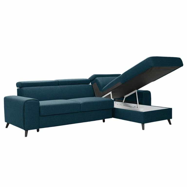 Loftscape Loftscape Canapé D’angle Cadima II – Tissu – Tissu Cavo: Bleu Marine – Méridienne Courte à Droite (vue De Face) – Avec Fonction Couchage