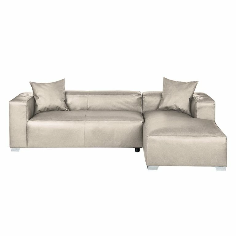 Loftscape Loftscape Canapé D’angle Calli – Cuir Synthétique Gris – Méridienne à Droite (vue De Face)