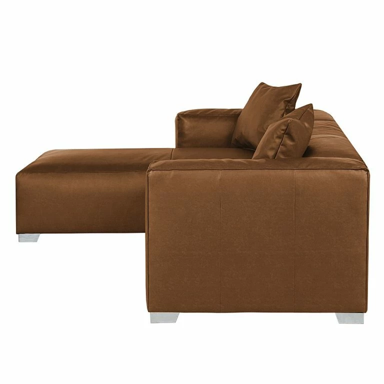 Loftscape Loftscape Canapé D’angle Calli – Cuir Synthétique Marron Clair – Méridienne à Gauche (vue De Face)