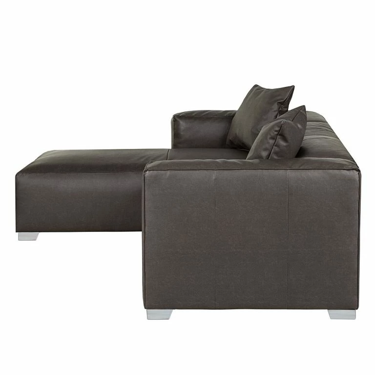 Loftscape Loftscape Canapé D’angle Calli – Cuir Synthétique Marron Foncé – Méridienne à Gauche (vue De Face)