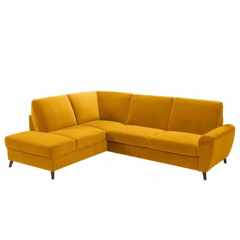 loftscape Loftscape Canapé d’angle Chanly – Microfibre – Microfibre Faria: Jaune – Méridienne longue à gauche (vue de face) – Sans fonction couchage