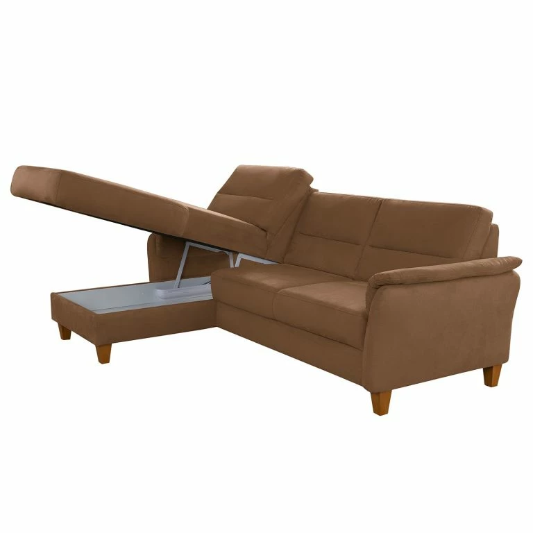 Loftscape Loftscape Canapé D’angle Corvus – Microfibre Alais: Marron Chocolat – Méridienne Courte à Gauche (vue De Face) – Avec Fonction Couchage