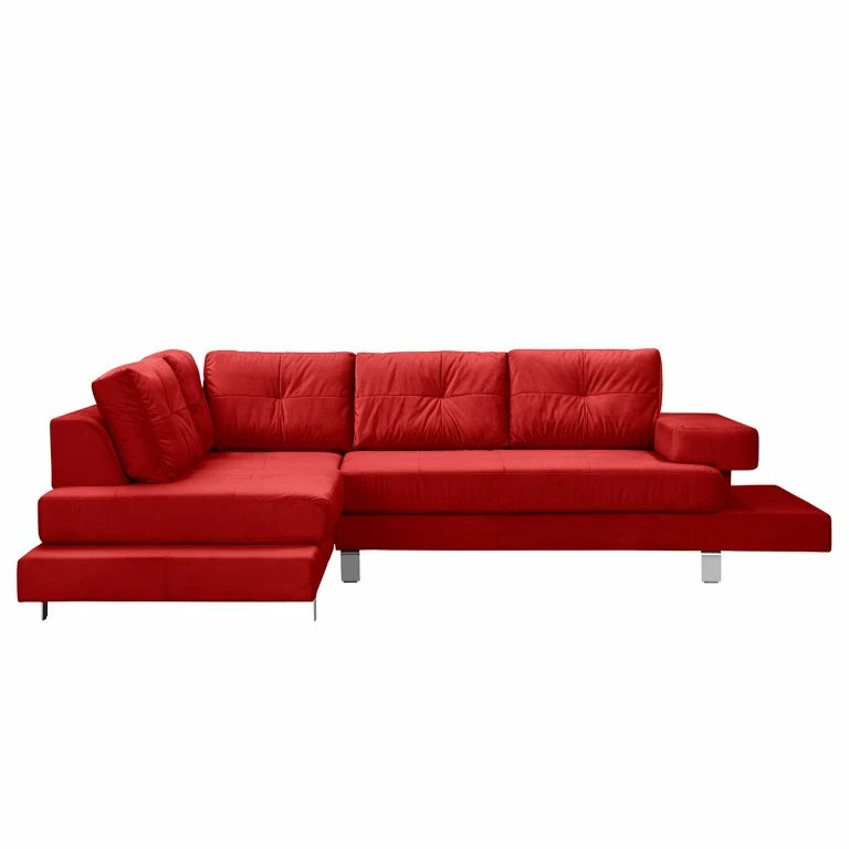 Loftscape Loftscape Canapé D’angle Dert – Microfibre – Microfibre Jada: Rouge – Méridienne Longue à Gauche (vue De Face)