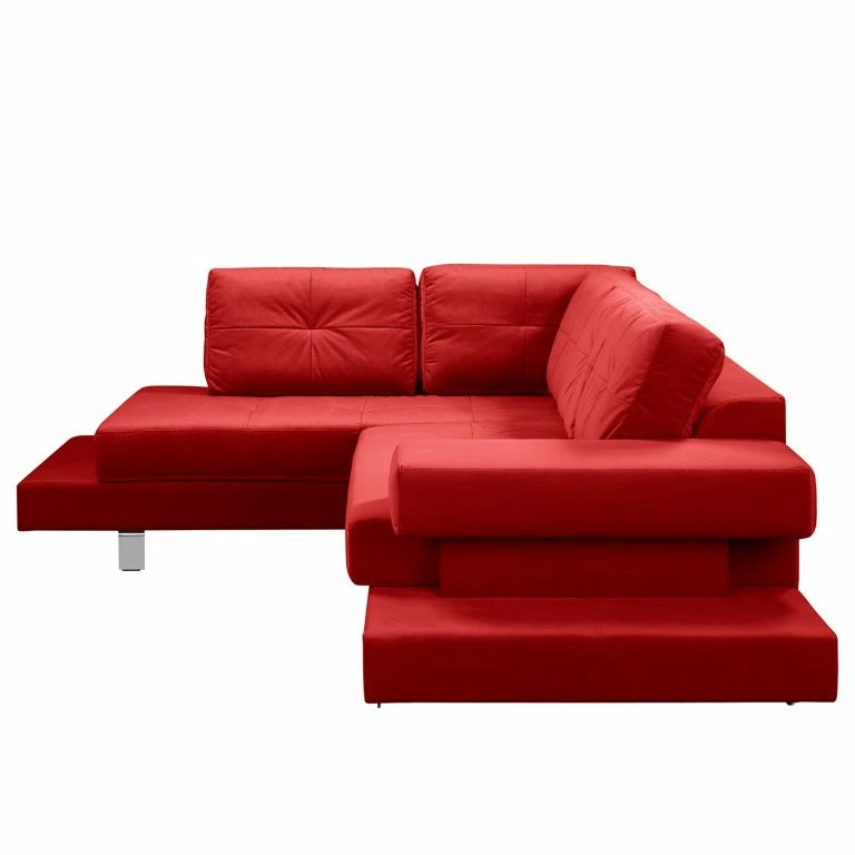 Loftscape Loftscape Canapé D’angle Dert – Microfibre – Microfibre Jada: Rouge – Méridienne Longue à Gauche (vue De Face)