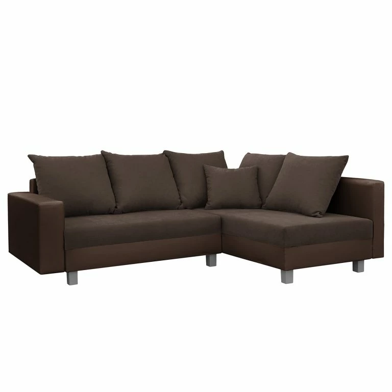 Loftscape Loftscape Canapé D’angle Drayton – Imitation Cuir / Microfibre – Cuir Soka / Microfibre Miako: Marron Foncé / Espresso – Méridienne Longue à Droite (vue De Face) – Avec Repose-pieds