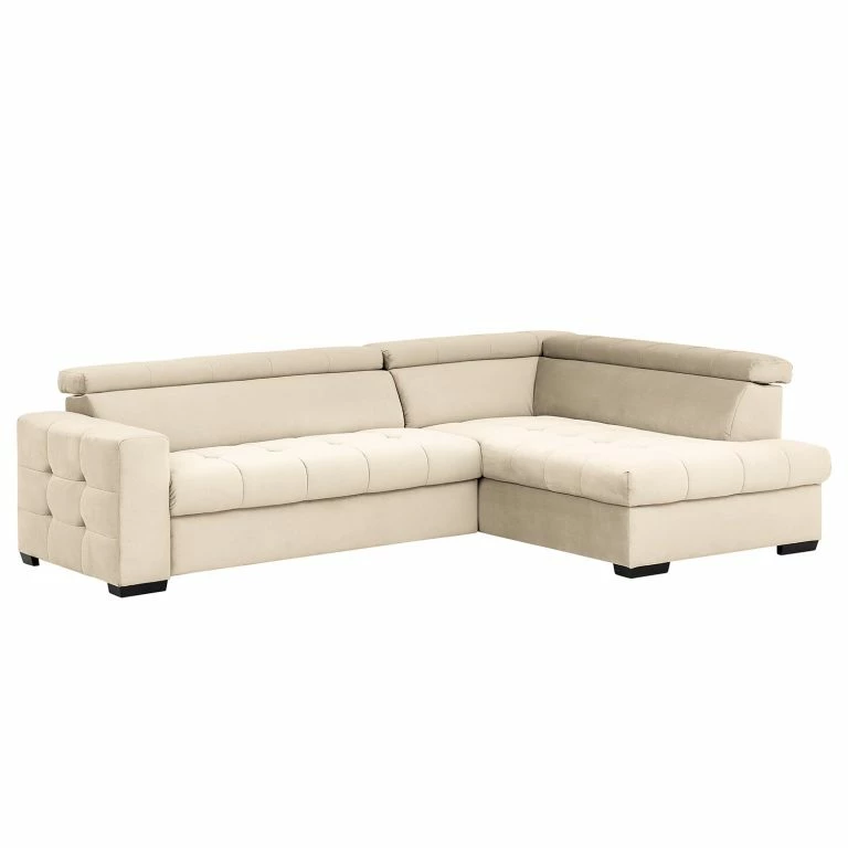 loftscape Loftscape Canapé d’angle Eloise – Microfibre – Microfibre Faria: Cachemire – Méridienne longue à droite (vue de face) – Sans fonction couchage