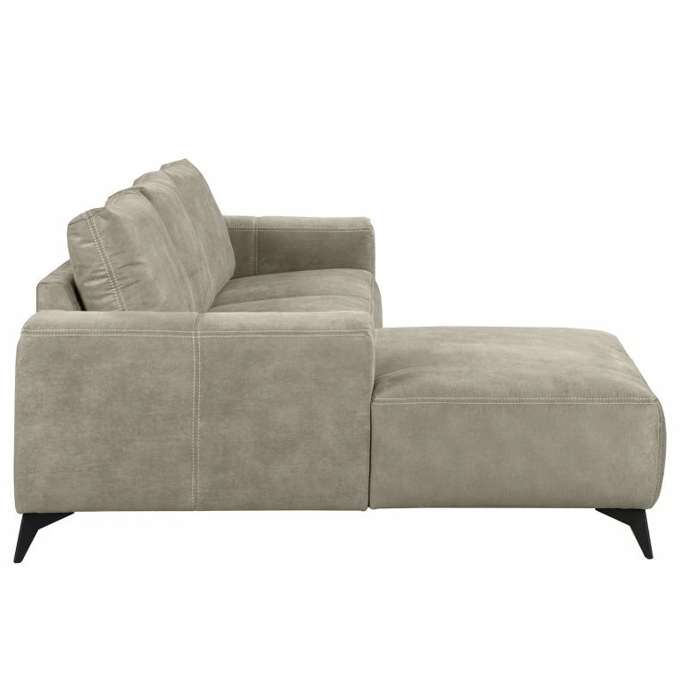 Loftscape Loftscape Canapé D’angle Gatsby – Aspect Cuir Vieilli – Microfibre Zaira: Gris Argenté – Méridienne Courte à Gauche (vue De Face)